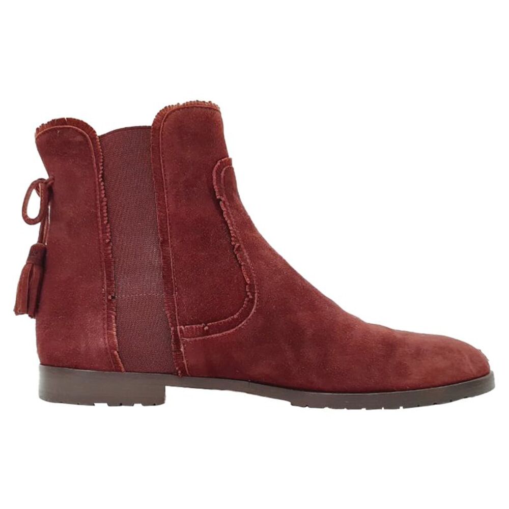 Aquazzura Frou Frou Ankle Boots in Red Suede